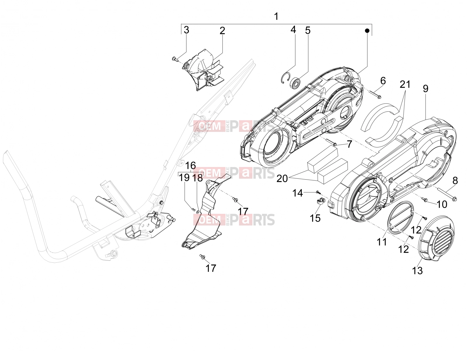 PIAGGIO X9 500 Evolution ABS Engine » Crankcase cover - Crankcase cooling