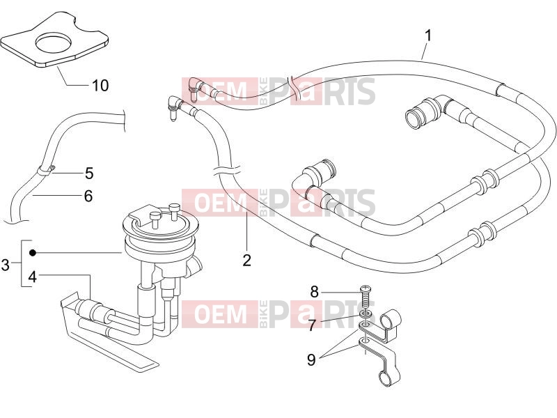 PIAGGIO X9 500 Evolution Frame - Plastic parts - Coachwork » Supply system