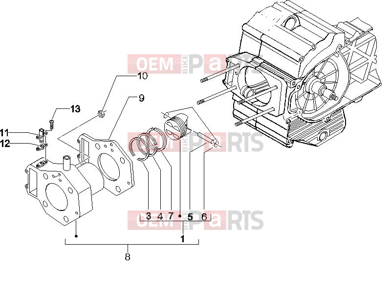 PIAGGIO X9 500 Evolution (USA) Engine » Cylinder-piston-wrist pin unit
