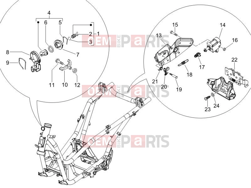 PIAGGIO X9 500 Evolution (USA) Frame - Plastic parts - Coachwork » Locks