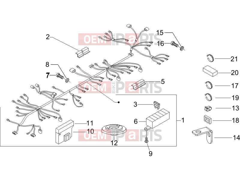Electrical system » Main cable harness - Piaggio X9 500 Evolution (USA) 2007