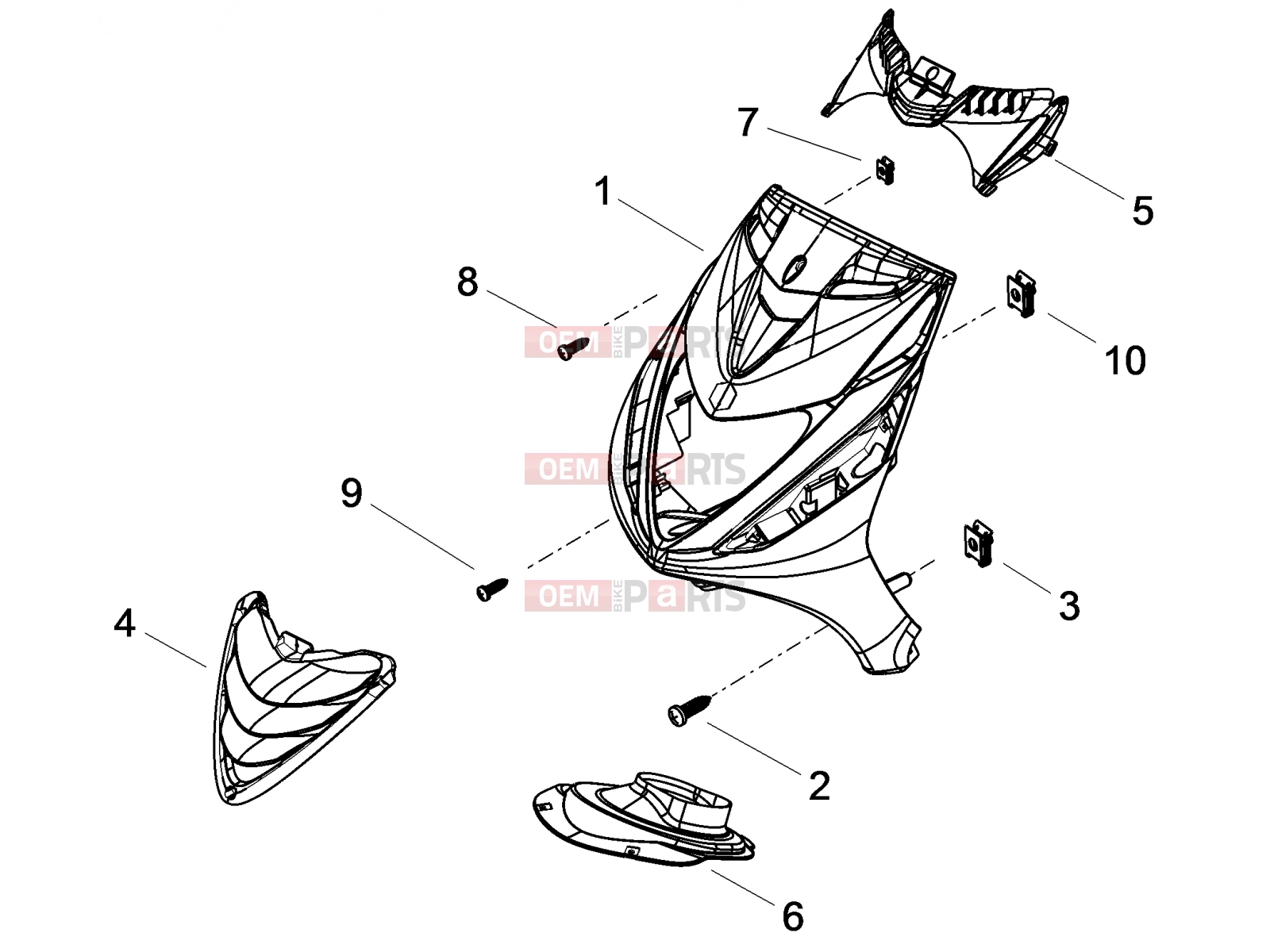 Frame - Plastic parts - Coachwork » Front shield - Piaggio Zip 50 SP 2006
