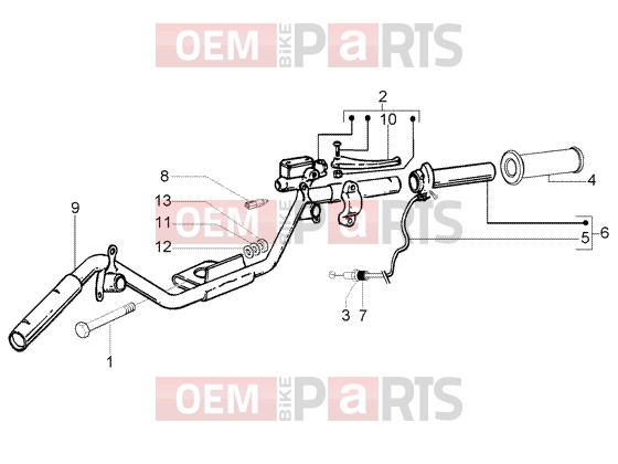 Handlebars » Handlebars component parts - Piaggio Fly 50 2T