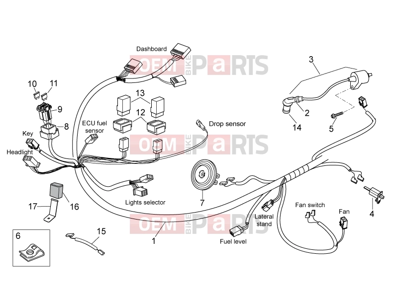 APRILIA Atlantic 125 E3 FRAME » Front electrical system