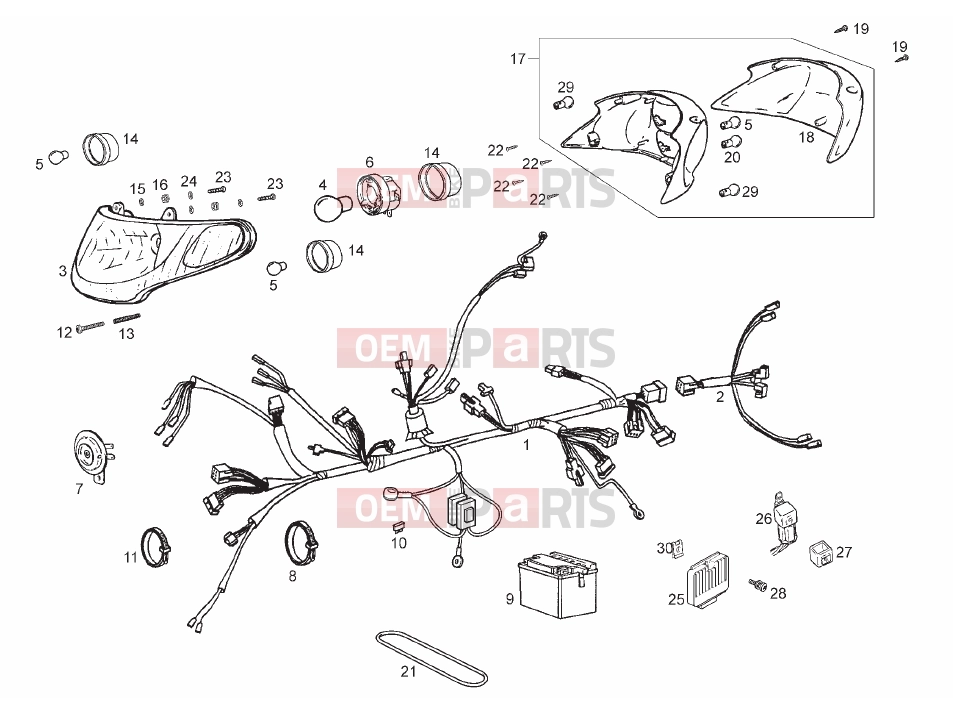 Tables » Electrical system - Derbi Atlantis 50 4T 2008