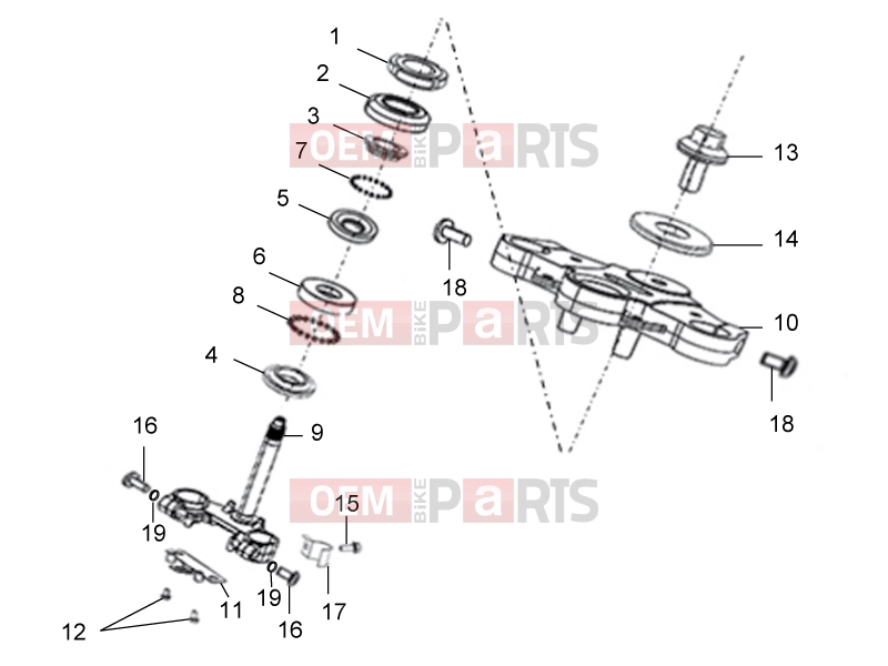 Frame » Steering stem assembly - Derbi ETX 150 2017