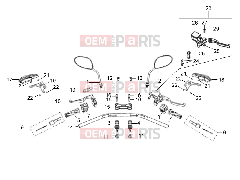 derbi ETX 150 Frame » Handlebar assembly