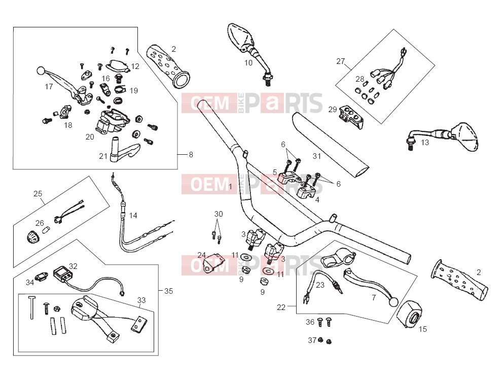 derbi QUAD DFW 50 Tables » Handlebar - Controls