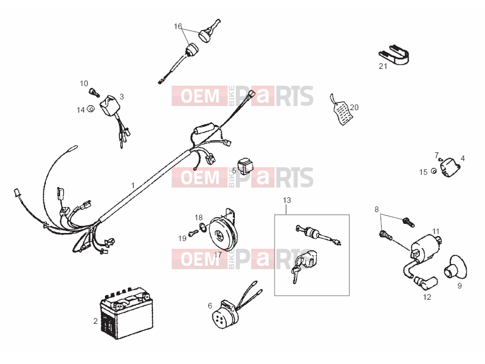 Tables » Electrical system - Derbi QUAD DFW 50 2006
