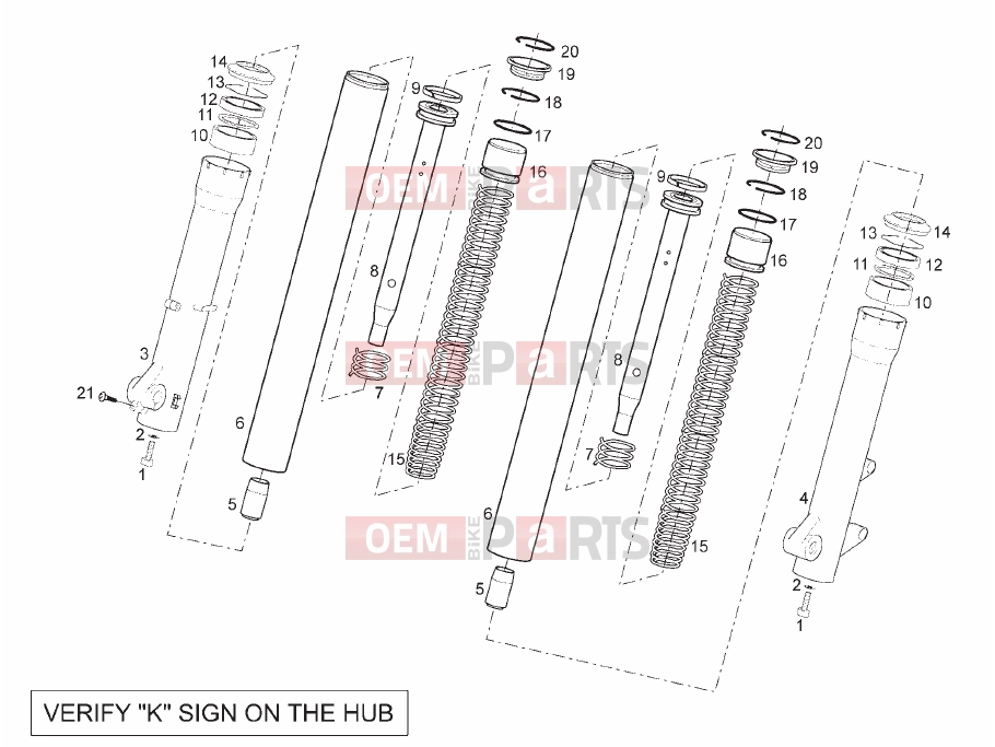 derbi Rambla 125-250 Tables » Front fork