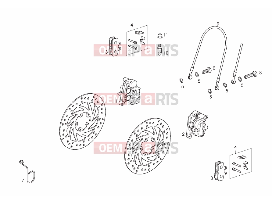 derbi Rambla 300 Tables » Front caliper