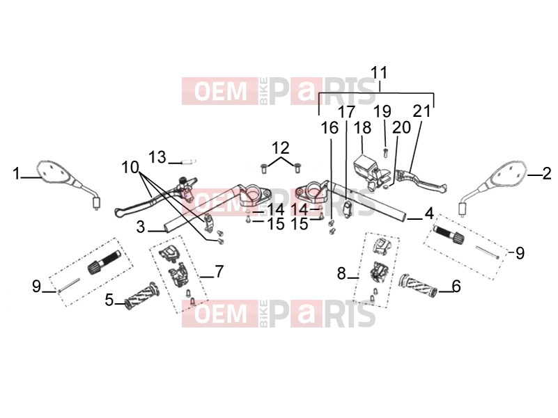 derbi STX 150 Frame » Handlebar assembly