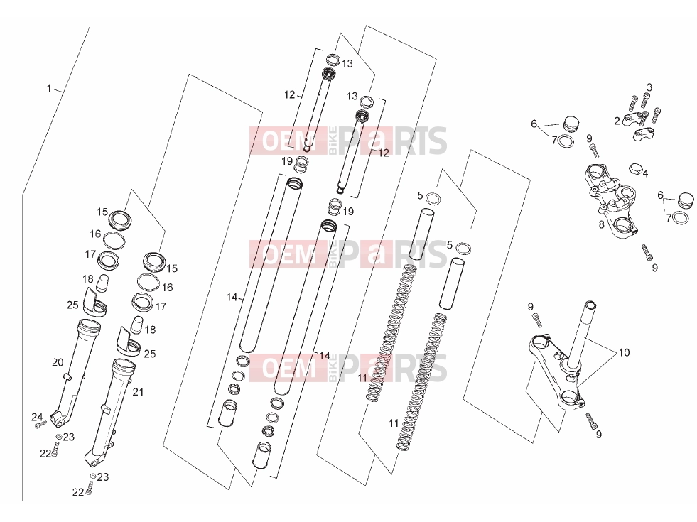 Tables » Front fork - Derbi Terra 125 2007
