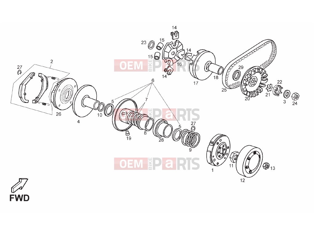 derbi Variant Courier 50 Tables » Variator