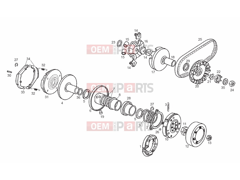 derbi Variant Revolution 50 Tables » Variator