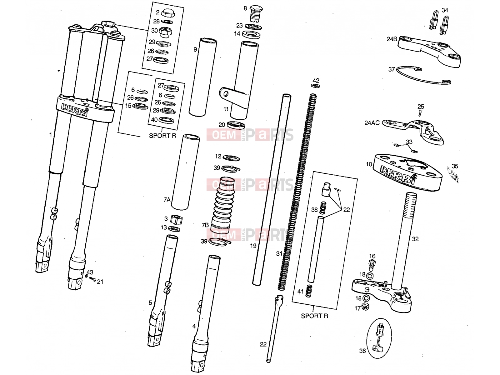 derbi Variant Start-Stop 50 Tables » Front fork
