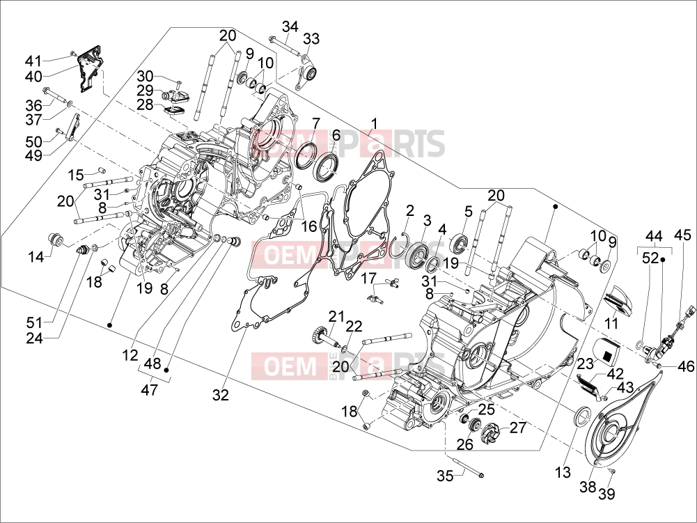 gilera 2011 GP 800 Engine » Crankcase
