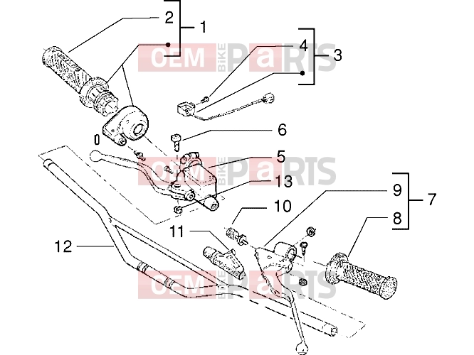 gilera GSM Handlebars » Handlebars component parts
