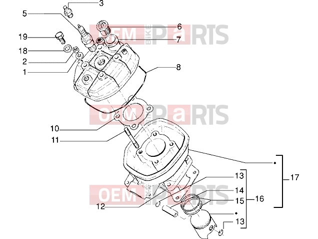 Engine » Head-cylinder-piston - Gilera GSM