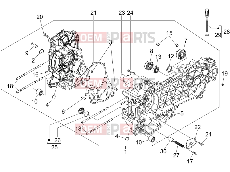 Engine » Crankcase - Gilera Nexus 250 2006
