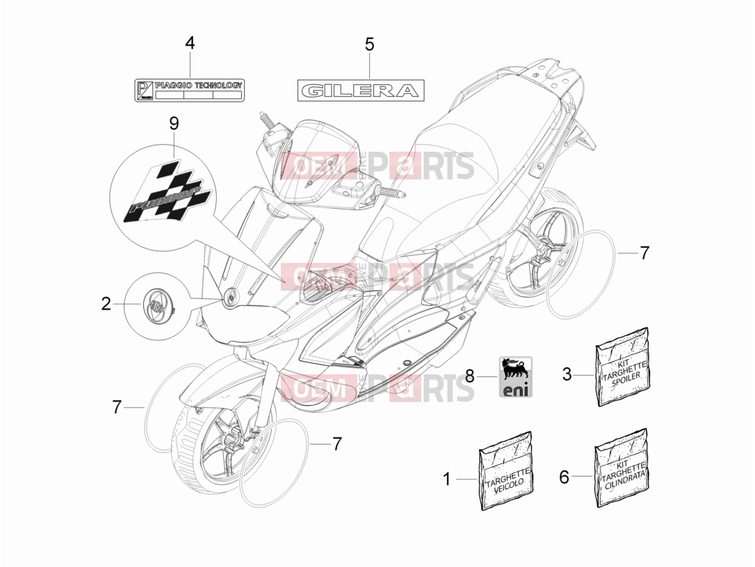 gilera 2011 Runner 50 SP Frame - Plastic parts - Coachwork » Plates - Emblems
