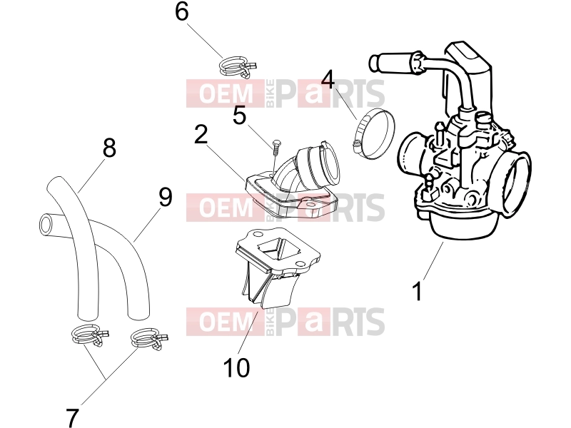 gilera 2007 Runner 50 SP Engine » Carburettor, assembly - Union pipe