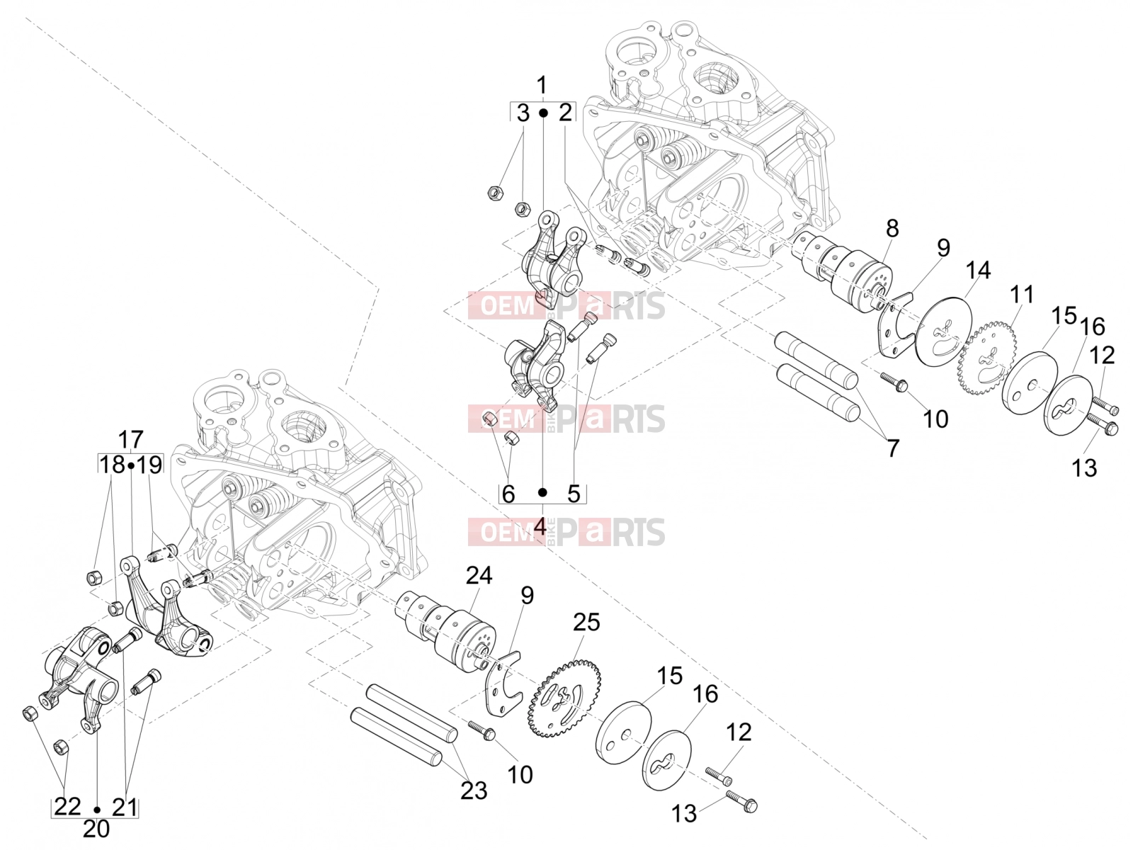 gilera 2008 Runner 125 ST 4T Engine » Rocking levers support unit