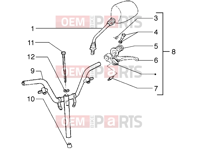 Handlebars » Handlebars component parts - Gilera Stalker 50