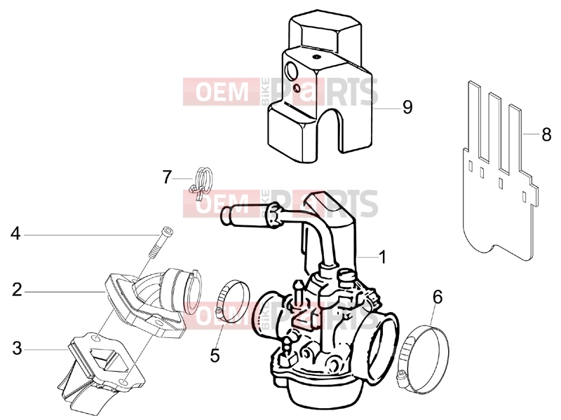 gilera 2012 Stalker 50 Engine » Carburettor, assembly - Union pipe
