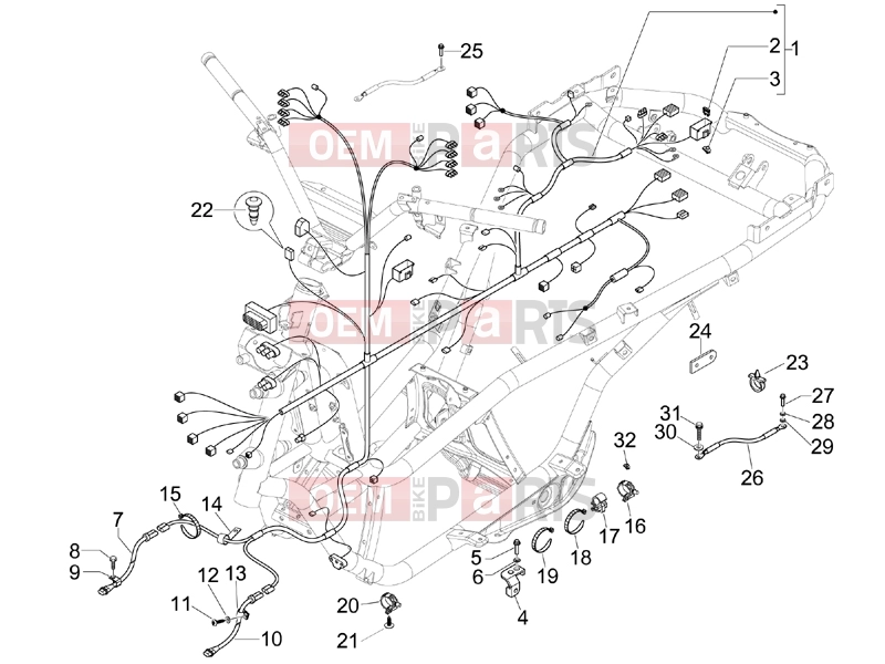 PIAGGIO MP3 125 ie 2008-2011 (EMEA) Electrical system » Main cable harness