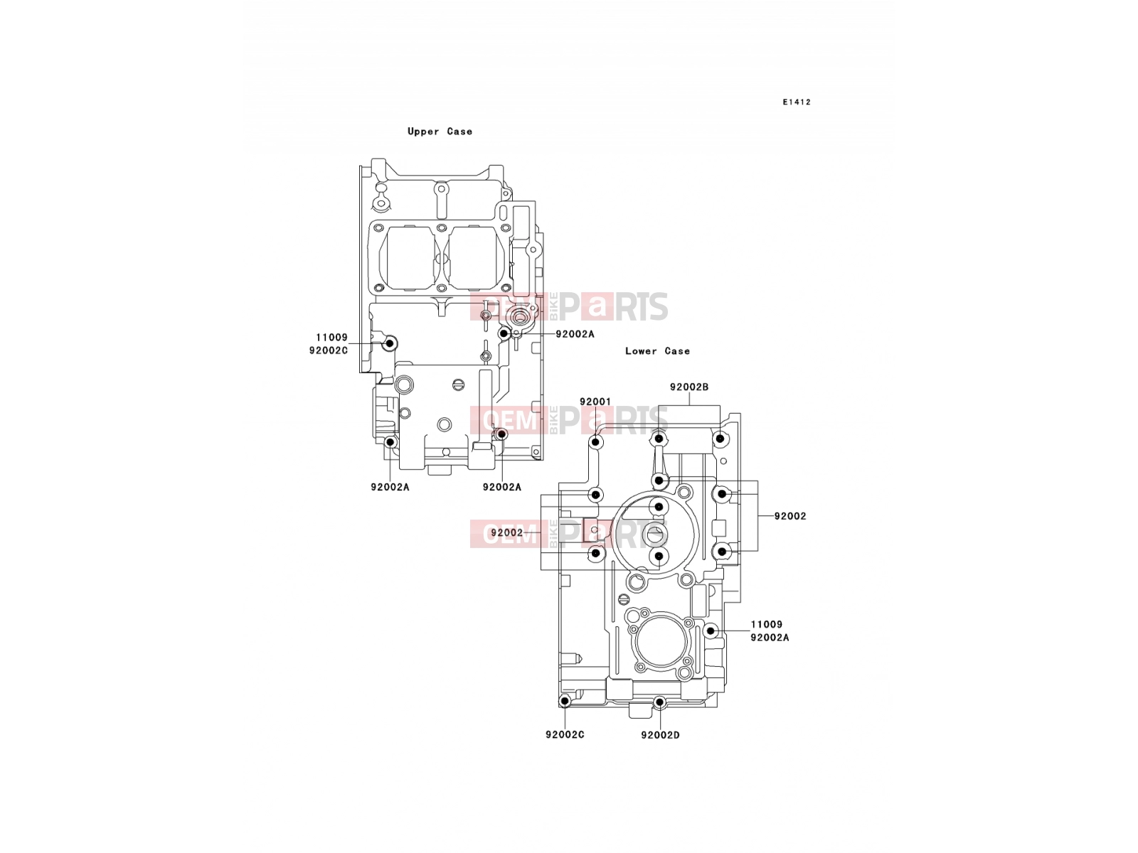 KAWASAKI 1994 Crankcase Bolt Pattern