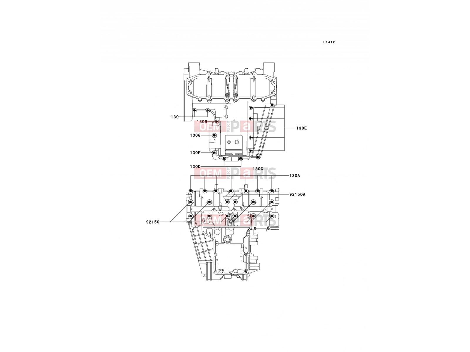 KAWASAKI 1999 Crankcase Bolt Pattern