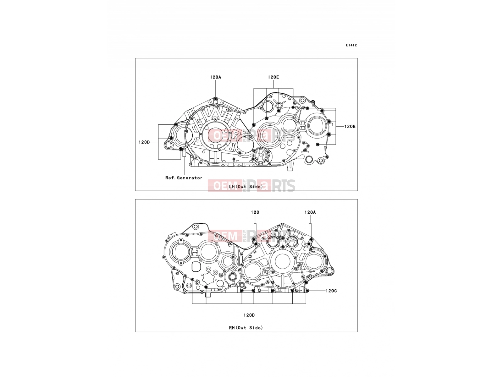 KAWASAKI 2008 Crankcase Bolt Pattern
