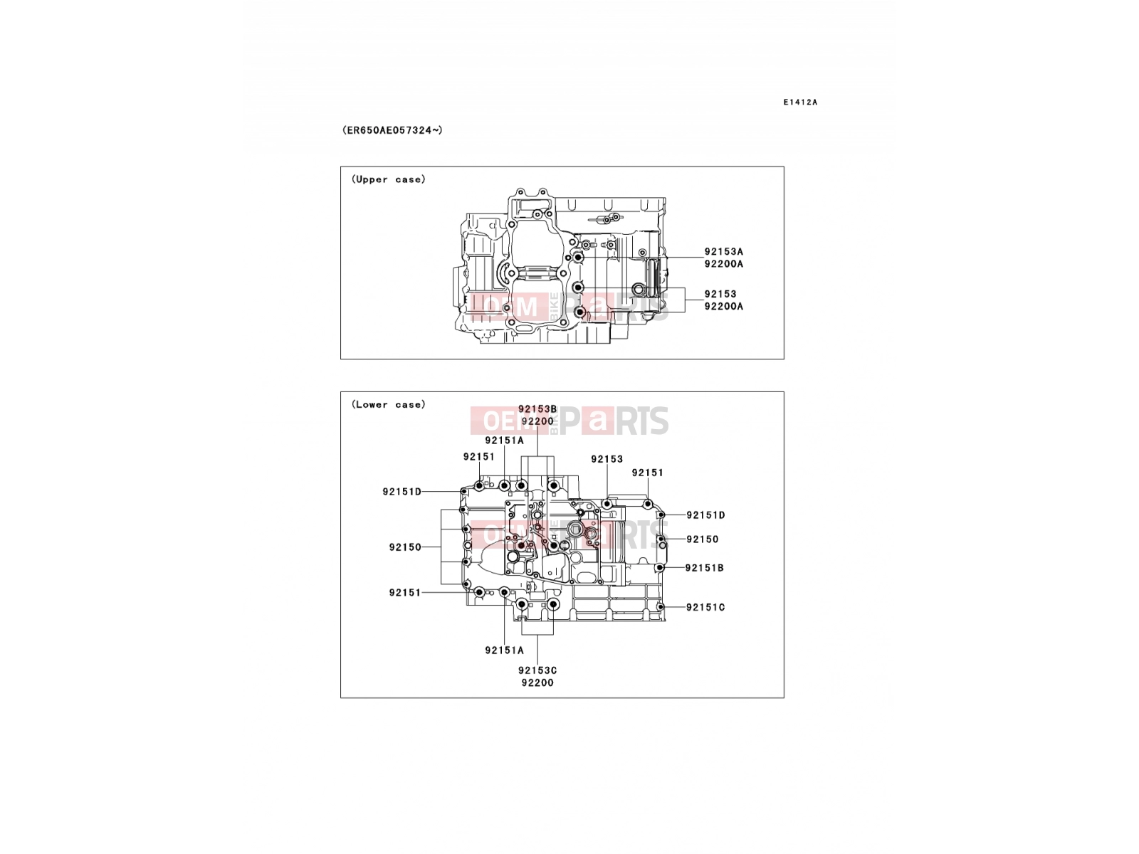 KAWASAKI 2009 Crankcase Bolt Pattern