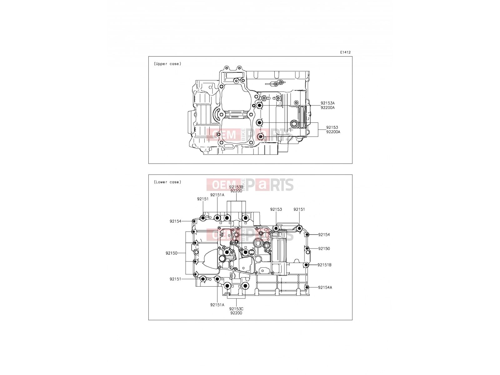 Crankcase Bolt Pattern - Kawasaki ER-6f (EX650ECF) 2012