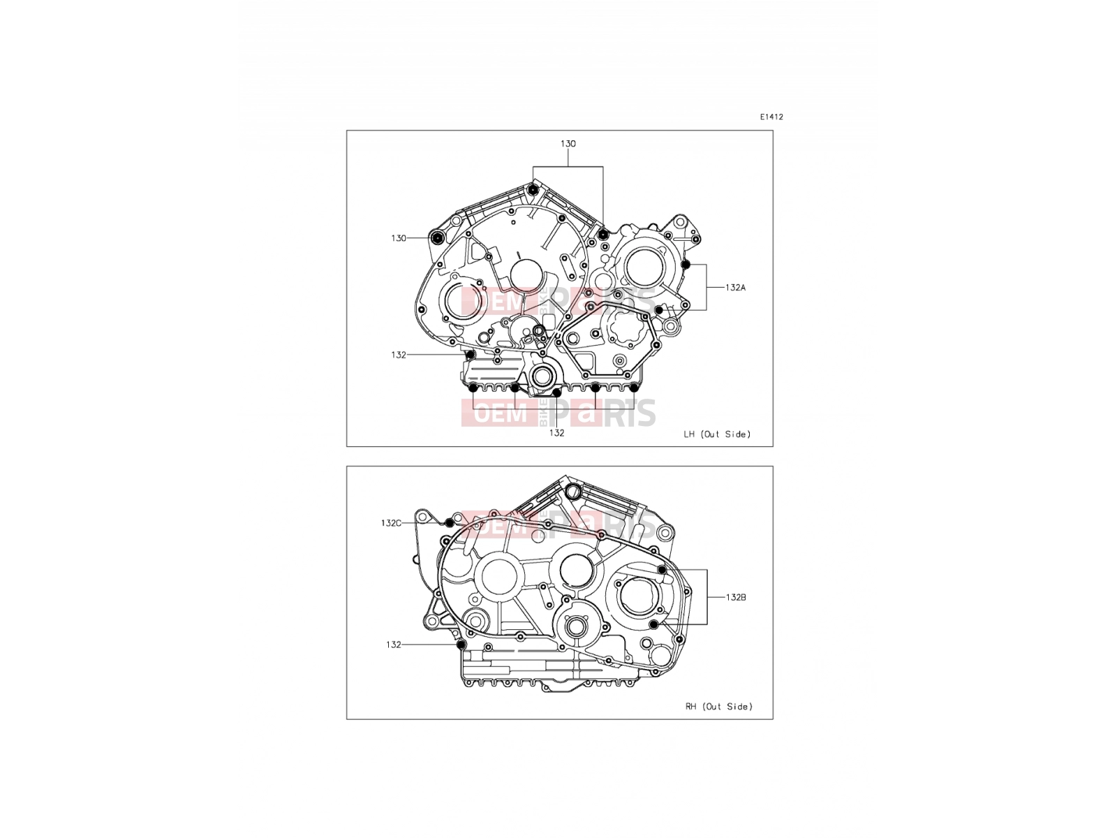 KAWASAKI 2014 Crankcase Bolt Pattern