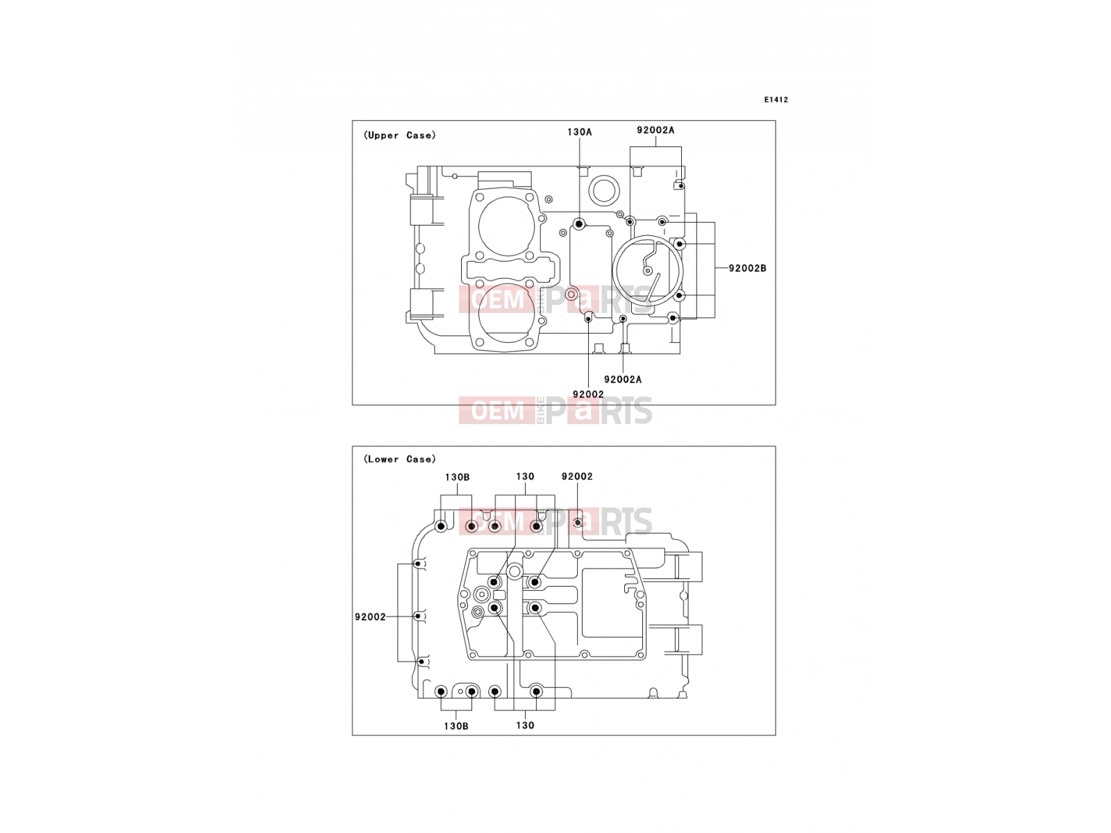 Crankcase Bolt Pattern - Kawasaki KLE500 (KLE500B6F) 2006