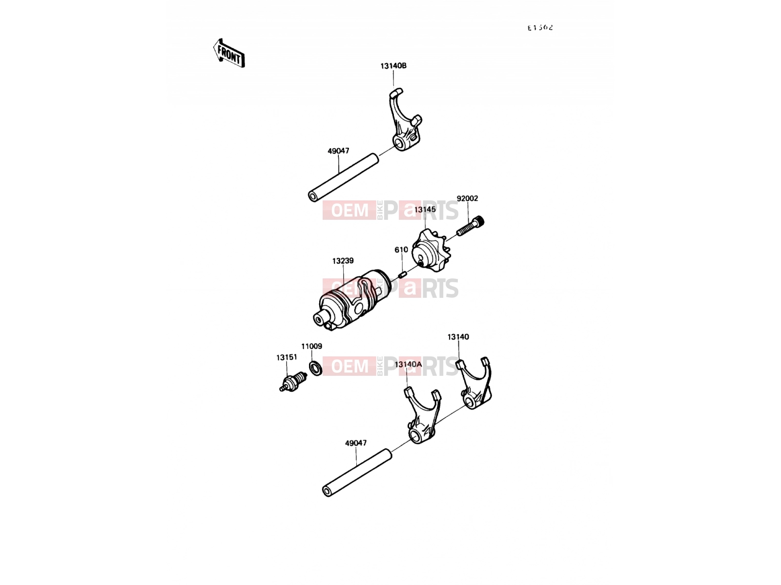 Change Drum/Shift Fork - Kawasaki KLR650 (KL650-A1) 1987