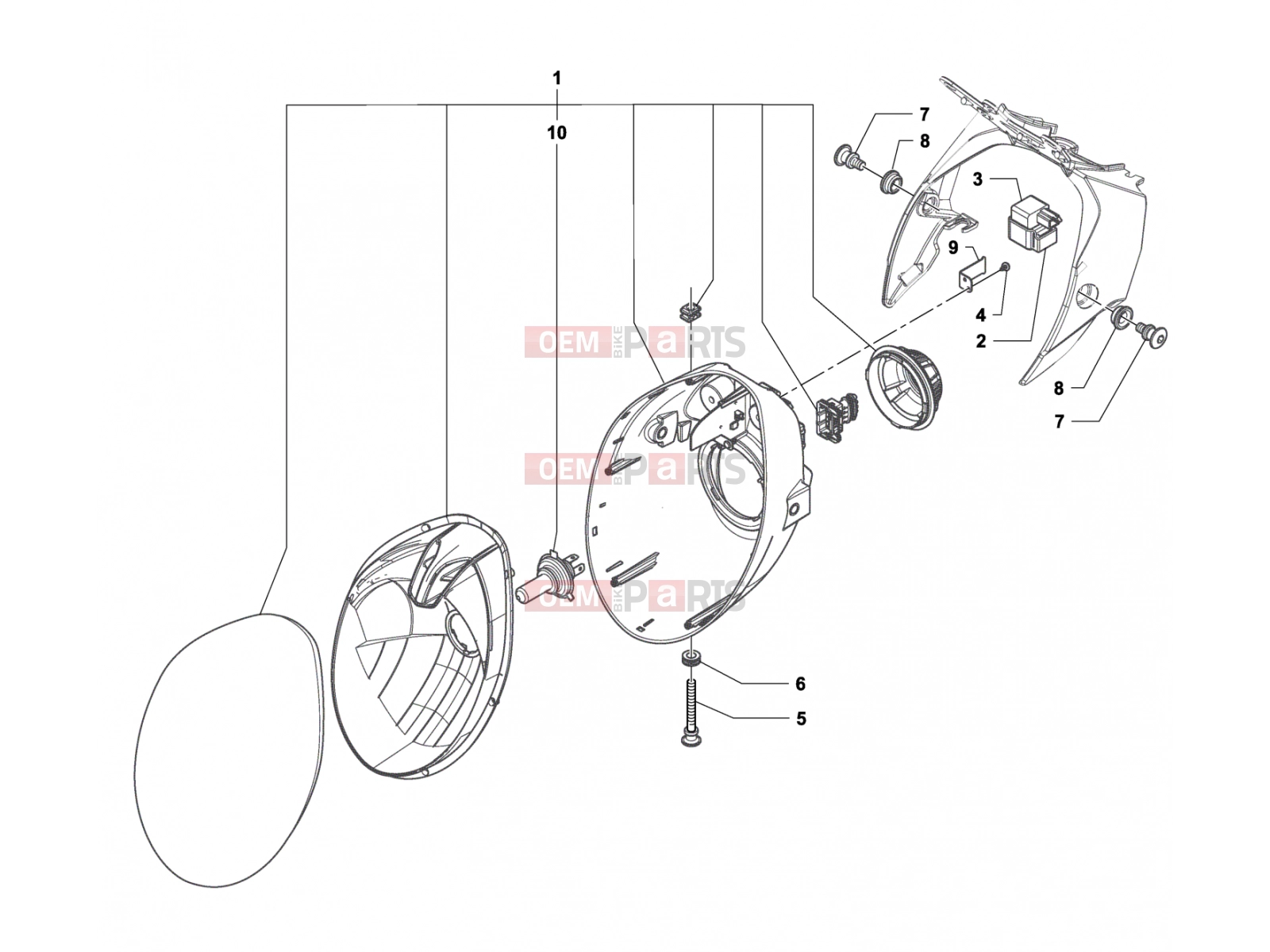 MV Agusta Dragster 800 Headlight Components