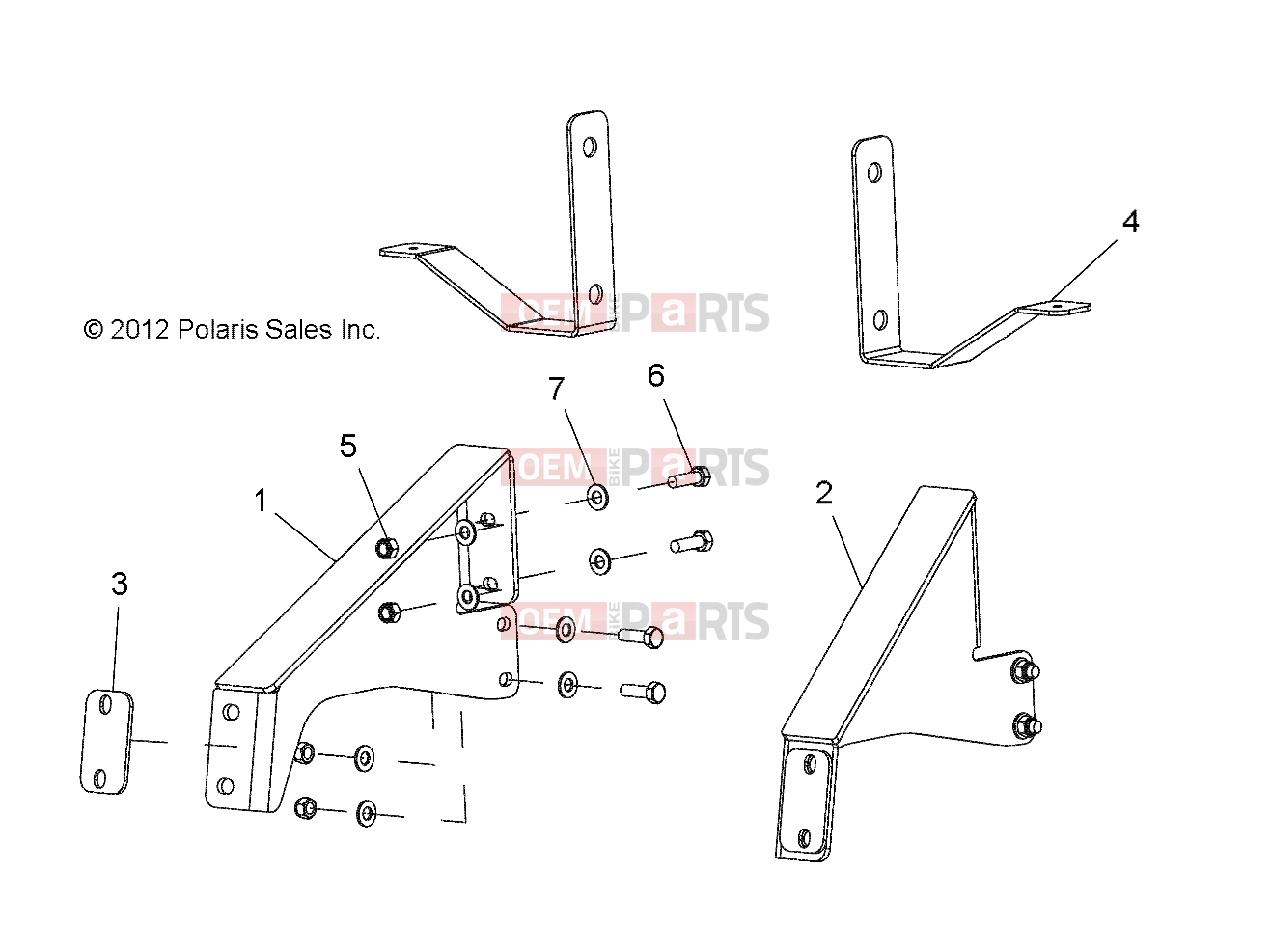 Polaris 2011 LEV GEM - e2/e4/e6/eS/eL/eLXD FRAME | FRAME, OPTIONS, BUMPER, BRACKET, REAR - e6 (49GEMOPTIONS11BRKTRR)