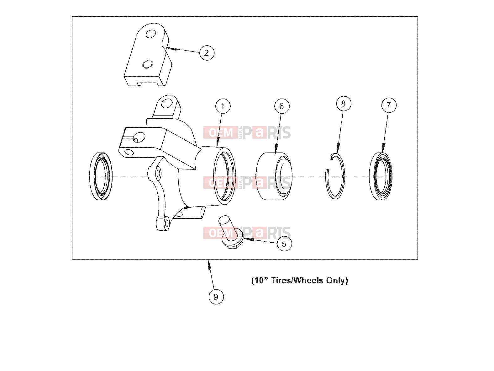 Polaris 2011 LEV GEM - e2/e4/e6/eS/eL/eLXD STEERING » STEERING, KNUCKLE, LEFT, 7.56 DISC - e2/eS (49GEMSTEER11KNUCKLELT)