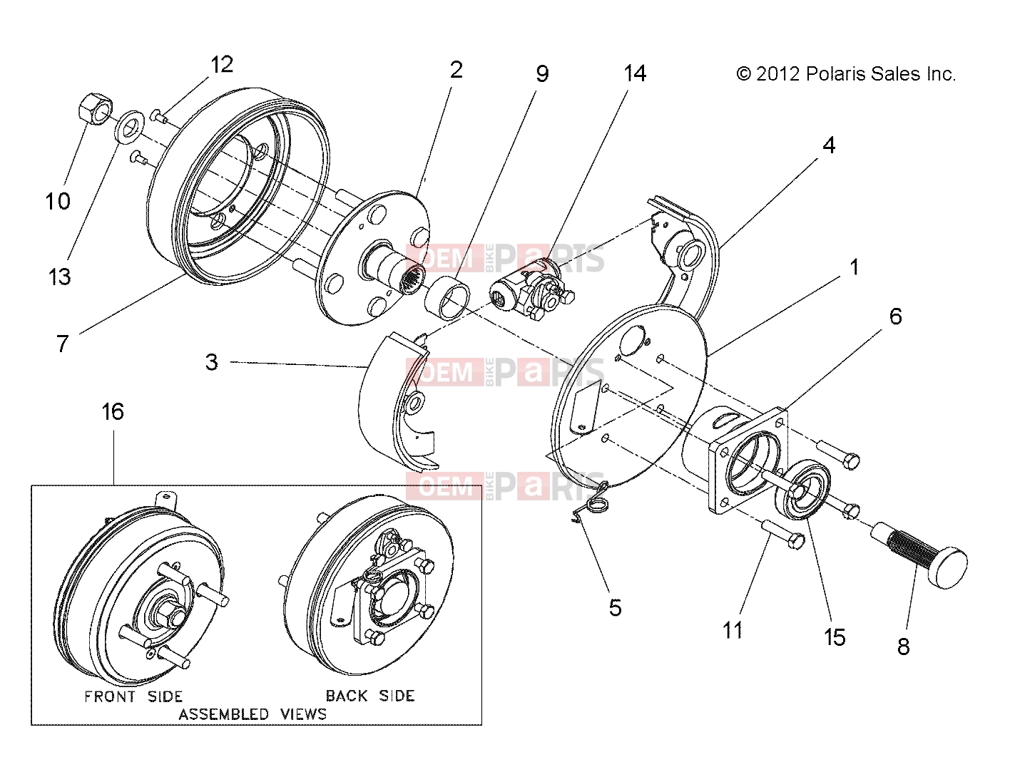 Polaris 2011 LEV GEM - e2/e4/e6/eS/eL/eLXD WHEELS | WHEELS, COMPONENTS, END, LEFT REAR - e2/e4/eS/eL (49GEMWHEELS11ENDLTRR)