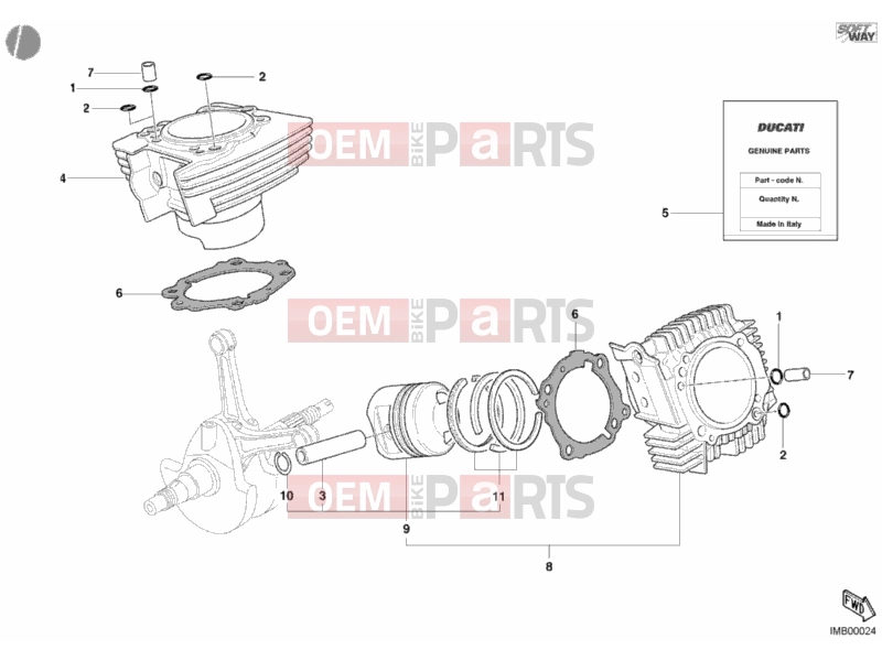 DUCATI 2005 Monster 400 Dark CYLINDER - PISTON » ENGINE CASE
