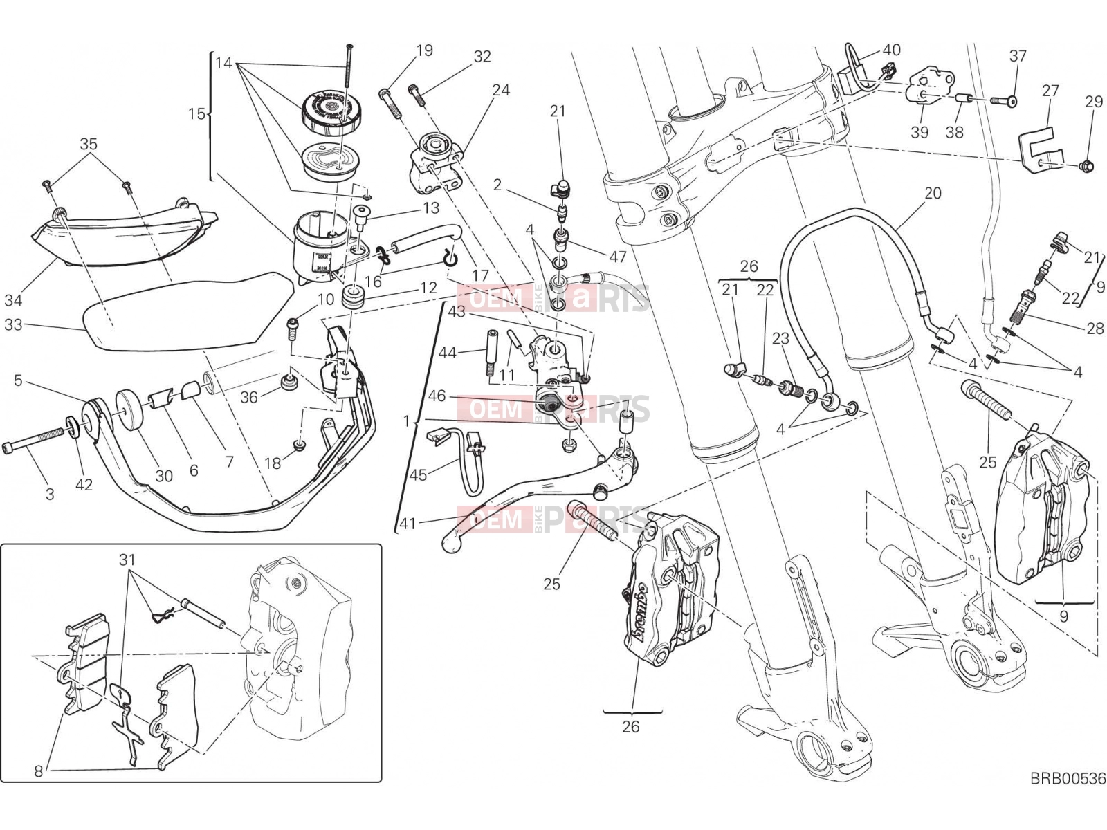 DUCATI 2016 Multistrada 1200 Enduro FRONT BRAKE SYSTEM [MOD:MS1200E]