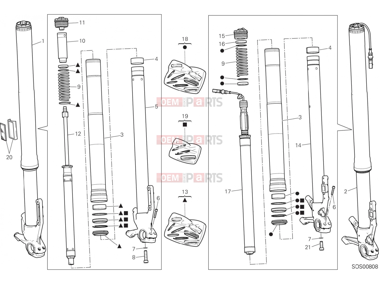 DUCATI 2016 Multistrada 1200 Enduro FRONT FORK [MOD:MS1200E]