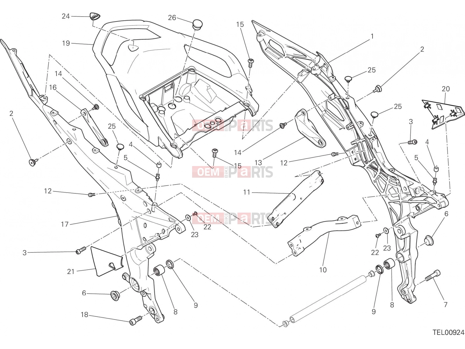 DUCATI 2016 Multistrada 1200 S REAR FRAME COMP. [MOD:MS1200S]