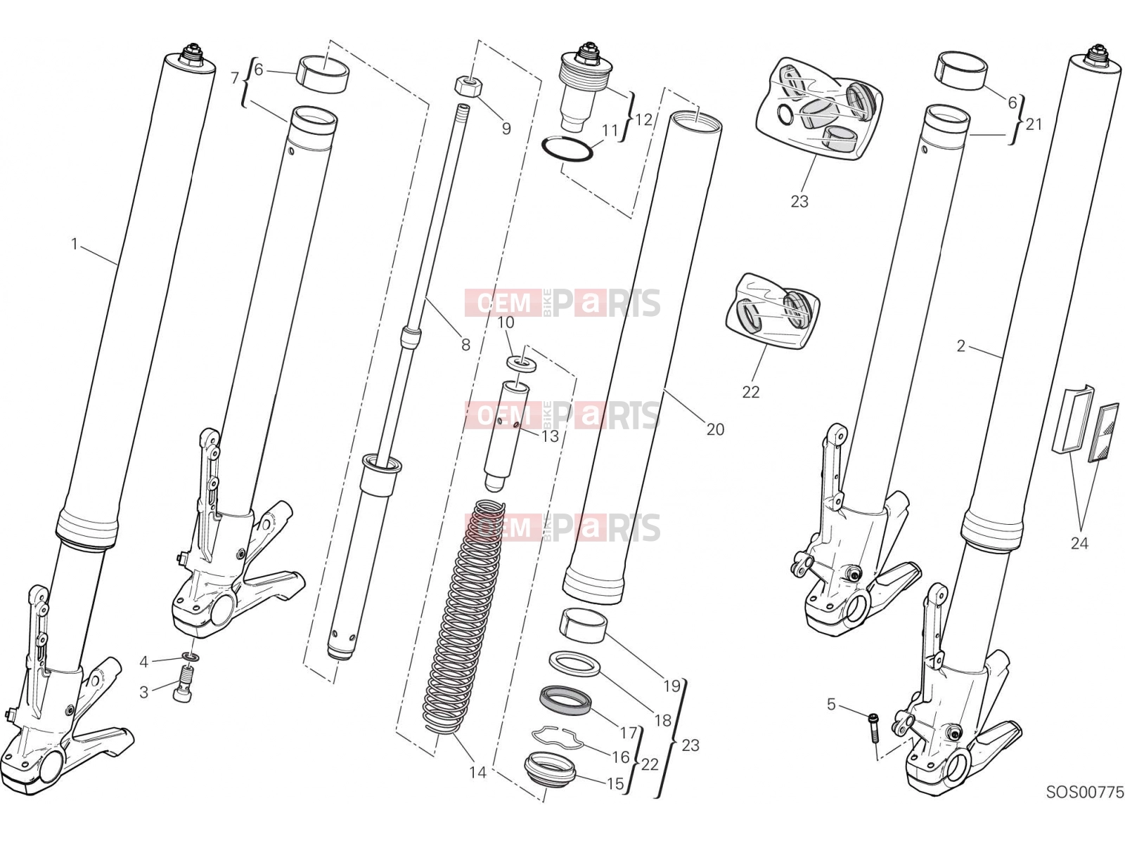 DUCATI 2017 Multistrada 1200 FRONT FORK [MOD:MS1200]