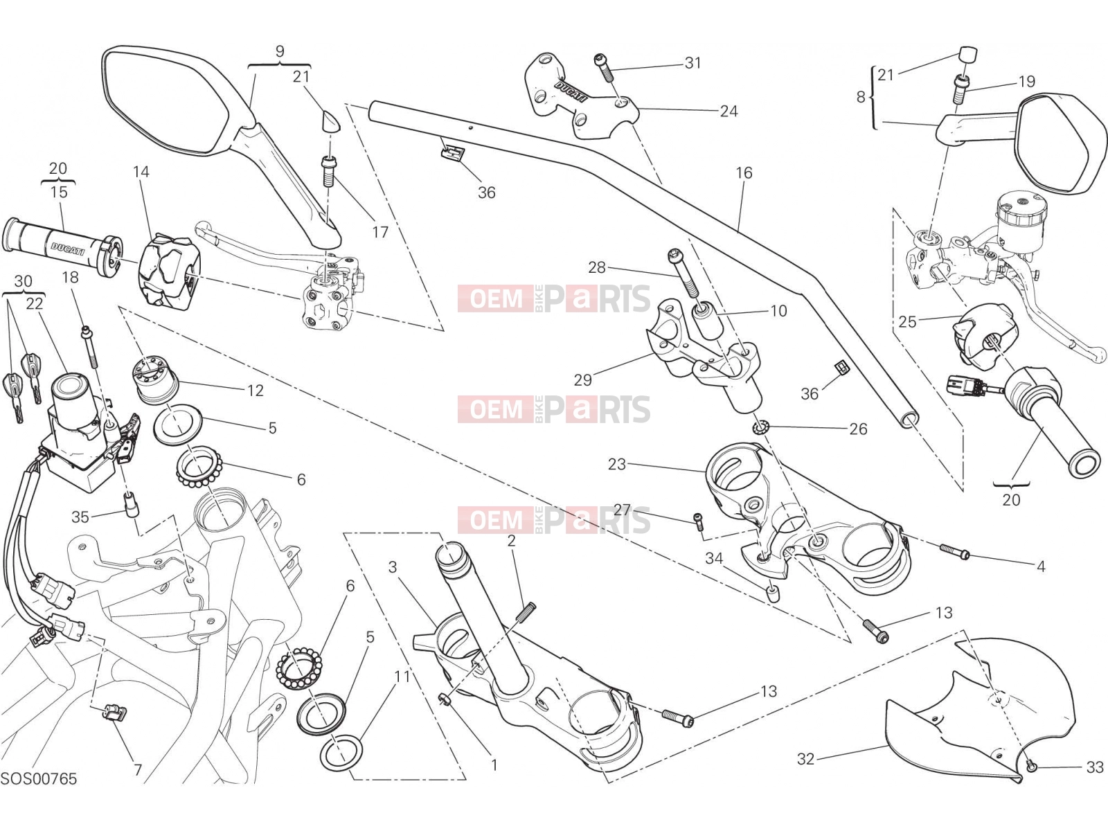 DUCATI 2017 Multistrada 1200 S HANDLEBAR [MOD:MS1200S]