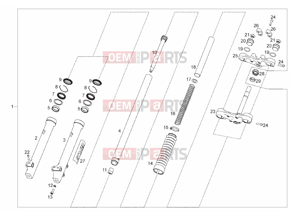 derbi Terra 125 Tables » Front fork