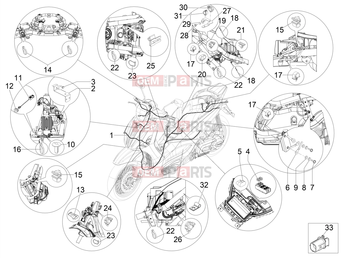 Electrical system » Main cable harness - Piaggio Beverly 300 IE ABS (APAC) 2020